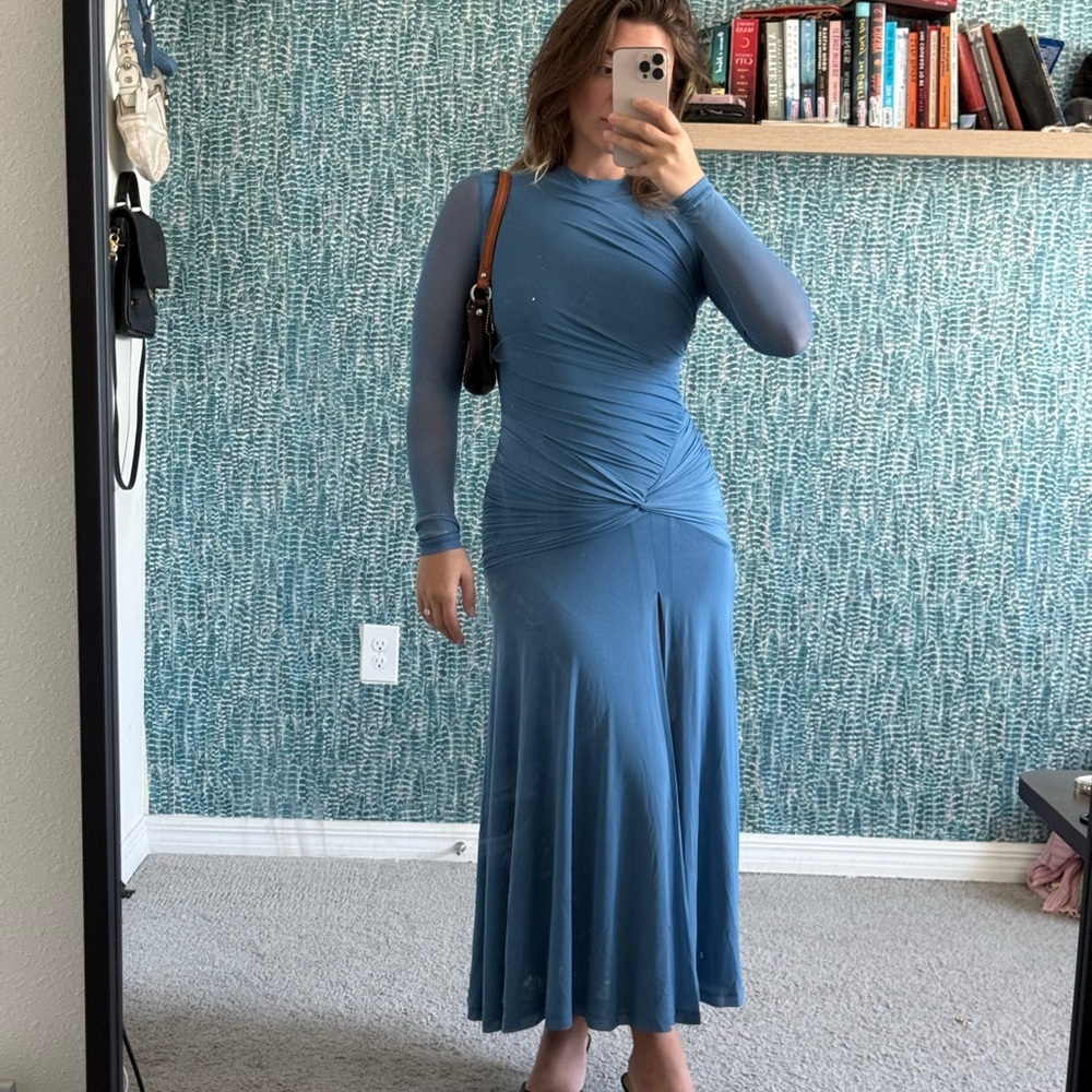 Bardot Liyana Ruched Mesh Long sleeve maxi dress - Picture 3 of 5